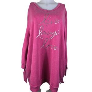 Livi Active Lane Bryant Athetic Sweatshirt Live Love Laugh Pink Women's 26/28